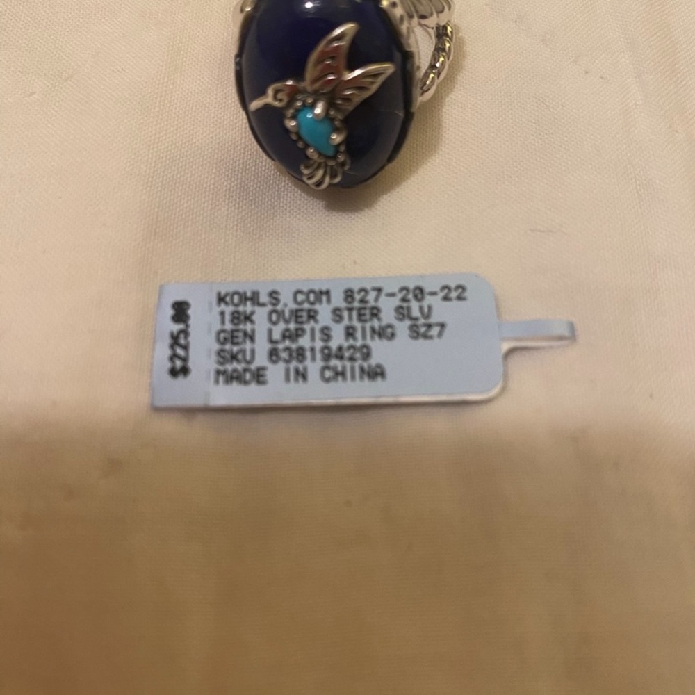 Kohl's Silver Ring with Blue and Turquoise Hummingbird - Picture 5 of 10